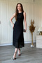 Lace Skirt Ruffle Detailed Sleeveless Midi Black Dress