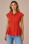 New Season Modern Linen Buttoned Short Sleeve Flounce Women's Shirt - 3