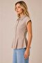 New Season Modern Linen Buttoned Short Sleeve Flounce Women's Shirt - 2