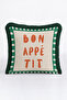 Decorative Bon Appetite Written Fringed Pillowcase - Retro Typography Gray Tasseled Throw Pillow Cover - 3