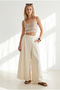 Women's Beige Pocketed Skirt-Look Modal Trousers Pnt-19000414 - 3