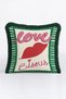 Love Lip Motif Fringed Pillowcase - Romantic Pop Art Cream Green Gray Tassel Throw Pillow Cover - 3