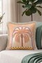 Bohemian Tropical Palm Motif Fringed Pillowcase - Exotic Island Powder Mink Tassel Throw Pillow Cover - 3