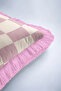 Plaid Geometric Wavy Fringed Pillowcase - Retro Square Powder Cream Pink Tassel Throw Pillow Cover - 8