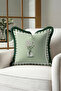 Daisy Floral Plaid Fringed Pillowcase - Spring Themed Green Cream Black Tassel Throw Pillow Cover - 5