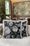 Elegant Fringed Pillowcase with Floral Pattern - Romantic Floral Gray Black Cream Tassel Throw Pillow Cover - 6