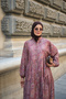 Women's Half Buttoned Mixed Pattern Spacious Dress Cherry Rotten - 3