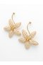 Wicker Flower Earrings Women's Steel Earrings Gold Detailed Bohemian Summer Earrings Cream Beige Brown - 4