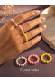 Handmade 3-Piece Colorful Bead Ring Set with Pearl Detail Pink Yellow White Elastic Ring Set - 2