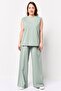 Comforts By Women 2 Pieces Sleeveless Plain Tank Top With Wide Leg Pants Set, Sage Green