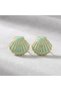 Gold Color Enamel Women's Steel Earrings with Sea Shell Figures - 3