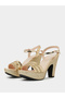 Gold Glitter Platform Block Heel Sandals - 2