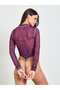 Purple Leopard Mesh Bodysuit - 3