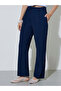 Navy Blue Solid Mid Rise Pants - 2