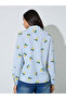 Blue Striped Lemon Print Casual Shirt - 5