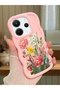 Redmi Note 14 4g Compatible Case Camera Protector Pink Silicone Couple Phone Case Floral Pattern