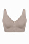 Women's Seamless Laser Cut Front Snap Gathered Bra with Wide Straps Comfortable Bustier - 4