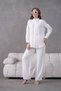 Women's Floral and Stone Embroidered Linen Shirt Set - 3
