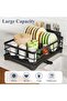Stainless Steel Dish Rack for Kitchen Counter, Large-Capacity Dish Drainer with Cutlery Holder, Kitchen Organizer for Dishes, Spoons and Forks, Black - 2