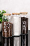 3-Piece Glass Jar Set 1300 ml Bamboo Lid Tea Sugar Coffee Salt Glass Storage Container with Labels - 5
