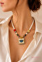 Milena Istanbul Natural Stone Ceramic Evil Eye Figured Handmade Necklace