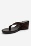 Pryon Brown Suede Genuine Leather Women's Flip-Flop Wedge Heeled Slippers - 6