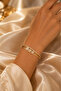 Eternelle Gold Bangle – Gold Cuff Women's Bracelet with Three Stone Detail - 3