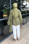 Muslin Shawl Lace-Up Blouse - Khaki - 5