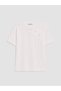 Lcw Modest White Crew Neck Women's T-Shirt with Appliqué Detail