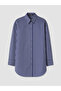 Lcw Modest Navy Blue Striped Oversize Women's Shirt Tunic