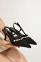 Sup 3627 Pointed Toe Stone Buckle Detailed Heels - 3