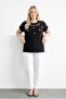 Plus Size Heart Embroidered T-Shirt with Cutout Detail - 5