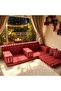 Arabic Majlis Floor Seating Set, Red Striped Pattern, Traditional Style, Outdoor Patio Lounge - 4