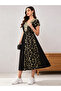 Black Foil Butterfly Print A-Line Midi Dress - 3
