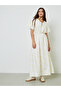 Beige Floral Print Short Sleeves Shift Maxi Dress