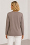 Women's Front Sparkling Stone Printed Long Sleeve Blouse Y26-1067 - Mink - 3