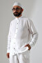 Men's Muslin Hakim Collar Shirt and Pants Two-Piece Set for Hajj and Umrah - White (Cnr) - 5