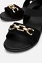 Single Buckle Ribbed Women's Sandals Black - 3