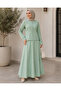 - Mint Green Modest Co ord Set with Fabric Button Detail & Flared Skirt