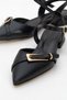 Women's Buckle Heeled Shoes Black Skin - 3