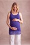 Maternity Purple Cotton Crew Neck Sleeveless Lace Detailed Long Undershirt Millie - 2