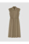 Lcwaikiki Curve Khaki Plus Size Modal Blend Shirt Dress