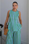 Blue-Green Striped Blouse and Pants Set - 30460 - 5