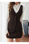 Women's Strappy V-Neck Front Buttoned Mini Thick Corded Fabric Velvet Dress