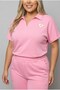 Women's Plus Size Short Sleeve Polo Collar Stone Detailed Tracksuit Set 8275-26 - 3