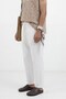 White Linen Look Elastic Waist Trousers - 4