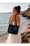 Black Summer Bag with Sea Theme, Knitted Bag