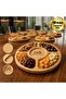 10 Pieces of Round Bamboo Presentation Trays with 5 Compartments, Personalized with Your Logo