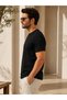 Set of 5 Men's Black Slim Fit Crew Neck Basic T-Shirts - 3