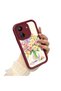 Xiaomi Redmi 13C Compatible Case Camera Protector Burgundy Silicone Couple Phone Case Floral Pattern - 3
